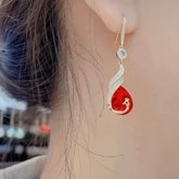 Red Stylish Zircon Earrings